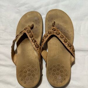 Vionic flip flops.  Beige/light brown embellished.